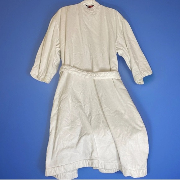 Tommy Hilfiger White Terrycloth Long Bath Robe Housecoat Oversized Belted Unisex - Picture 2 of 7
